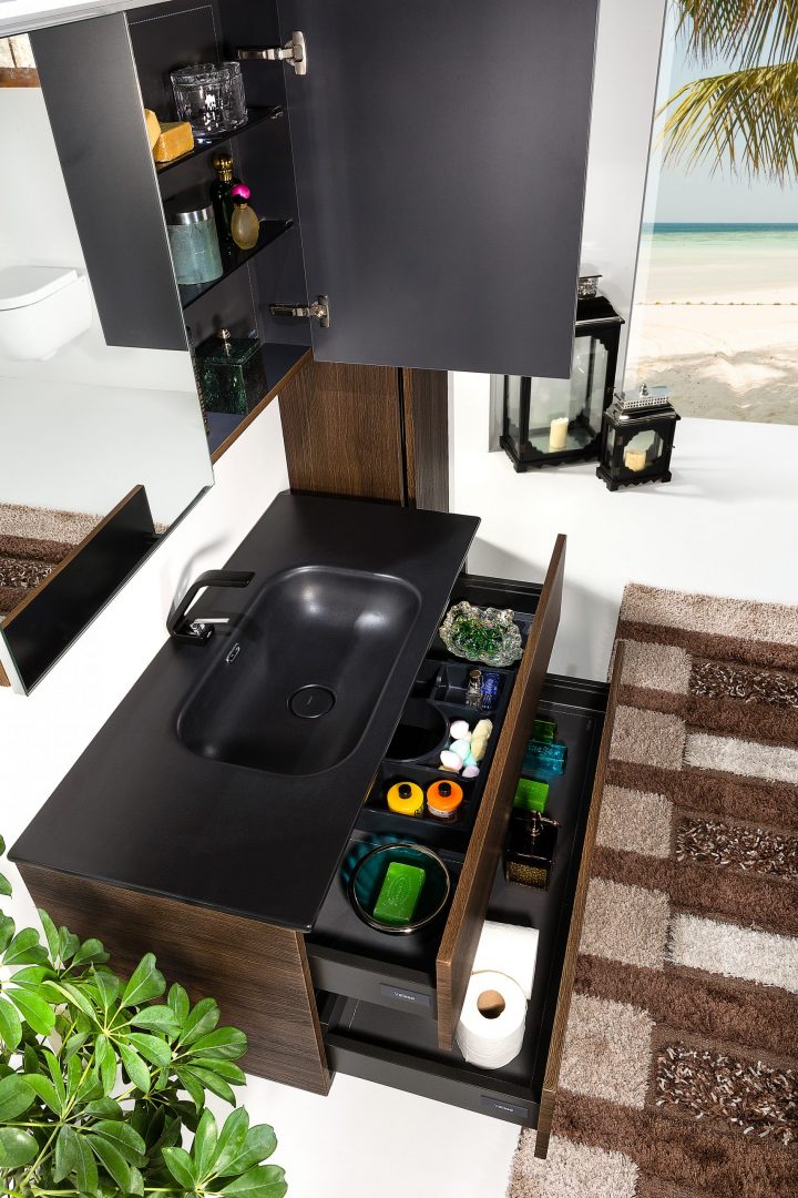 Зеркальный шкаф Vallessi 80 DARK OAK с подстветкой