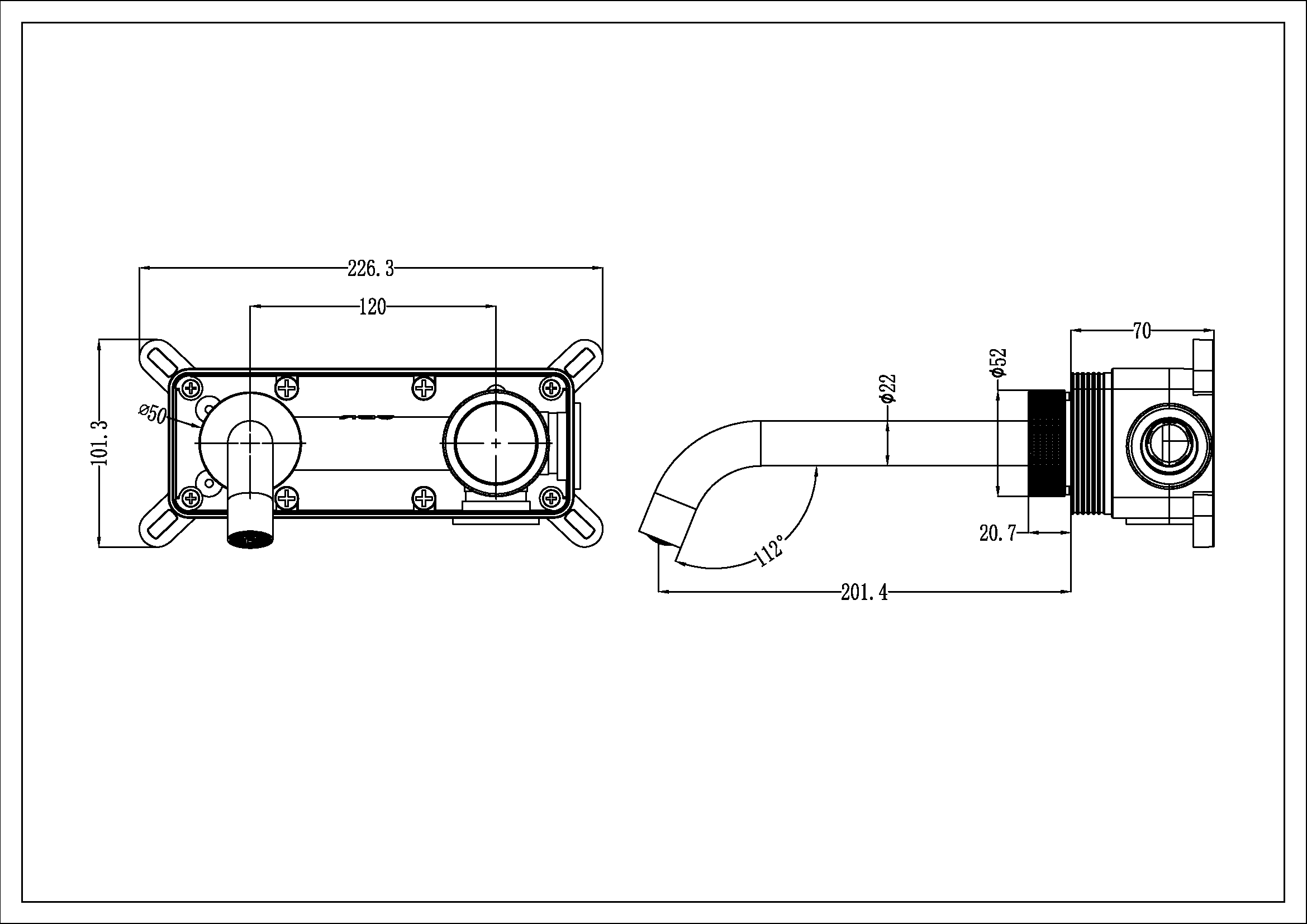 Смеситель автоматический для раковины из стены на 2 отв. TECH Gun Metal