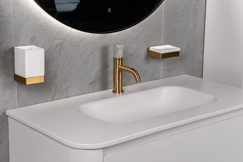 Мыльница настенная Qubic Matt Gold