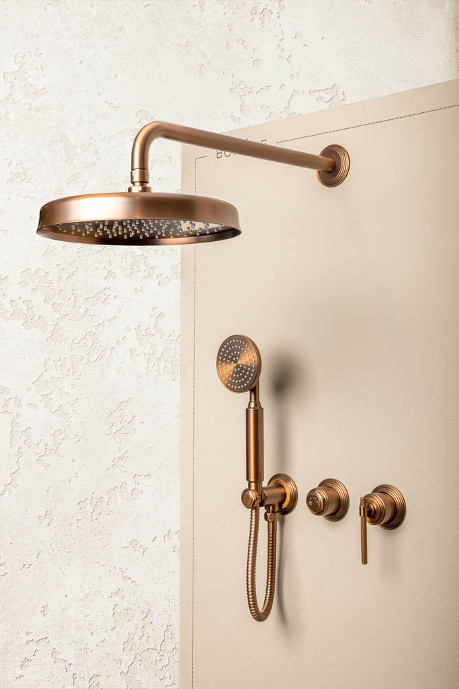 Смеситель встроенный + верхний+ ручной душ, ETERNA BRUSHED BRONZE