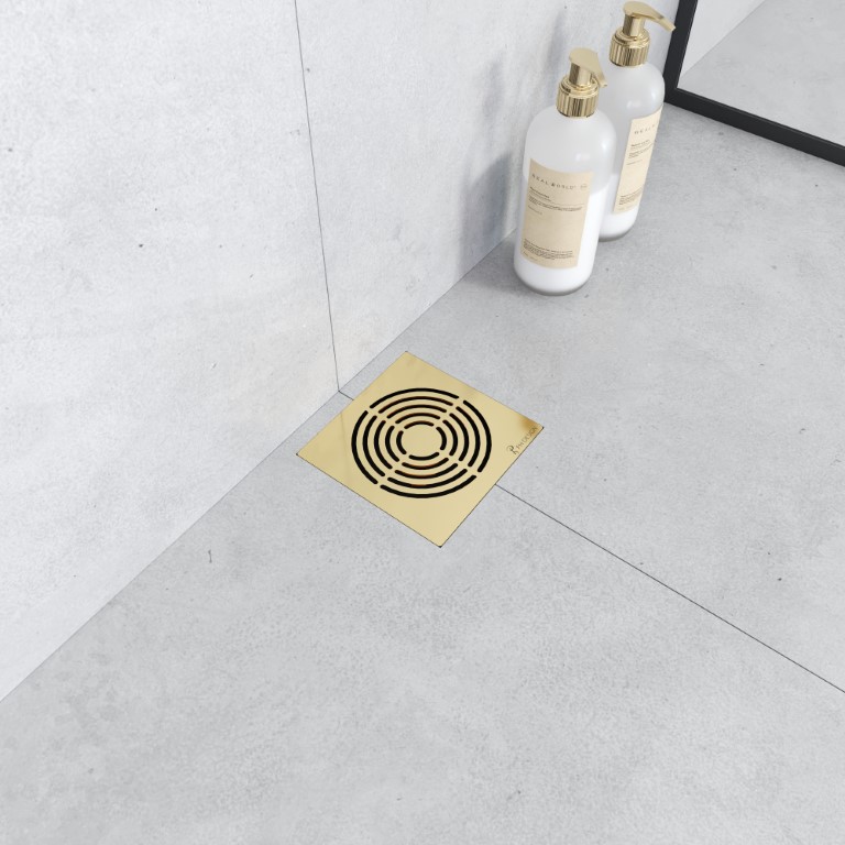 Душевой трап SMART DESIGN 15x15 cm, нерж.сталь ЗОЛОТО