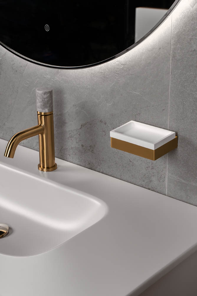 Мыльница настенная Qubic Matt Gold