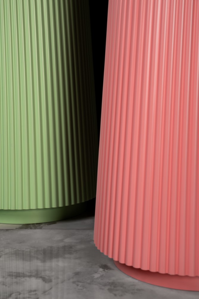 Раковина напольная рифленая Corian 480*480*850 LIGHT PINK (роза)